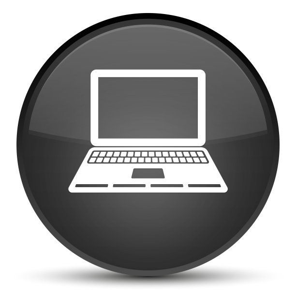 笔记本电脑图标特殊的黑色圆形按钮图片下载