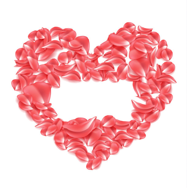 矢量红玫瑰花瓣心形素材图片