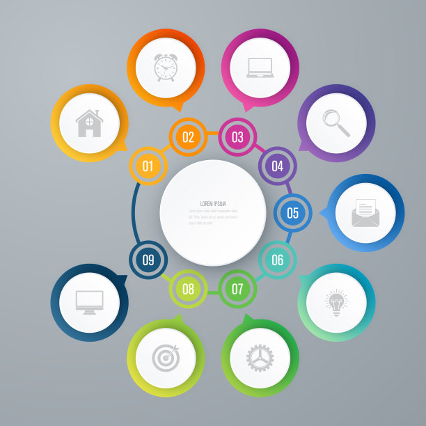 信息图模板9选项与圆图片下载