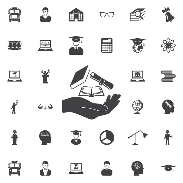 手拿文凭和书籍图标。图片下载