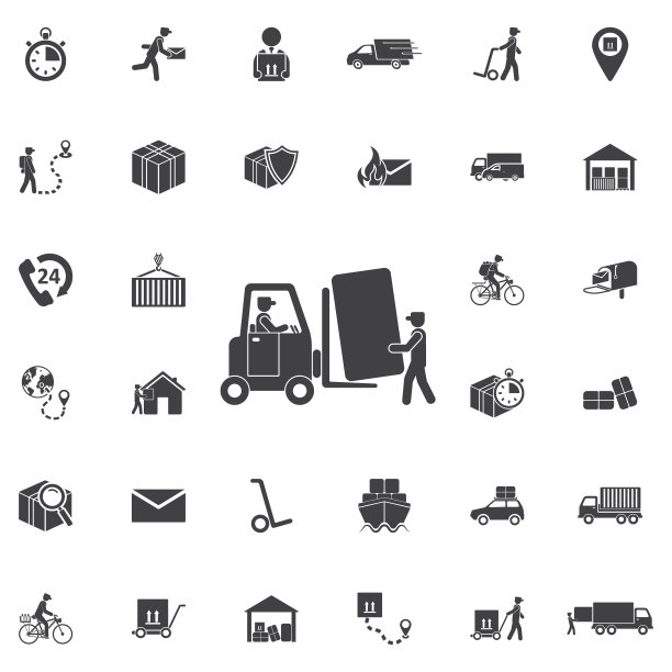 叉车装箱。图片下载