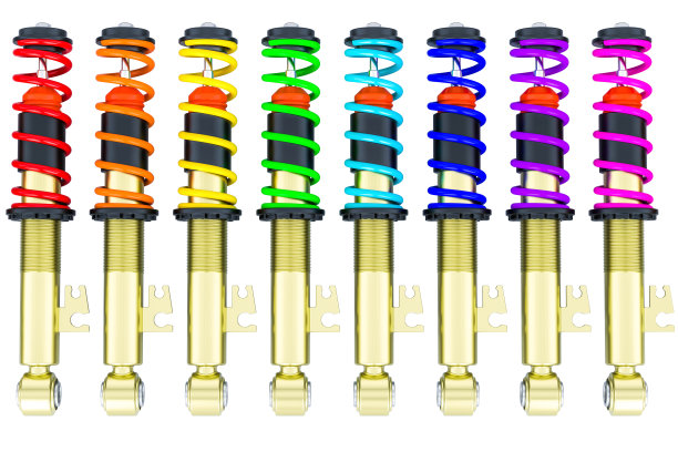 一套彩色的减震器，3D渲染孤立的白色背景图片下载