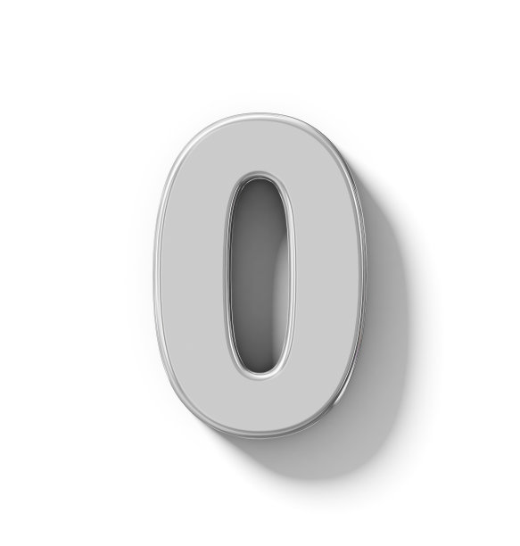 数字0 3D银孤立在白色与阴影正交投影图片下载