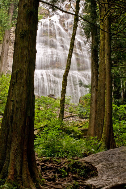 智利瓦克附近的新娘面纱瀑布，不列颠哥伦比亚省图片下载