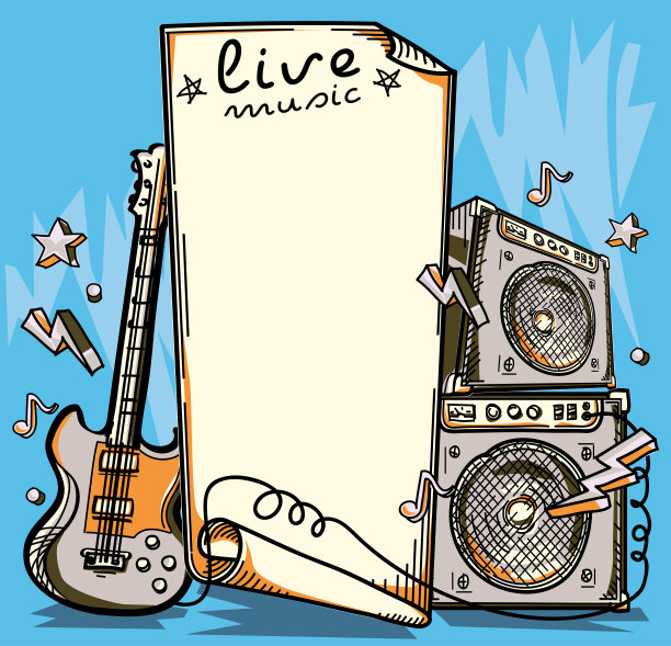 吉他和放大器现场音乐设计图片下载
