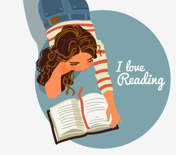 可爱的女孩在看书素材图片