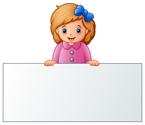 可爱的小女孩后面的空白标志图片下载