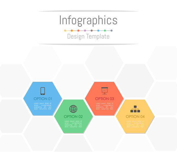 为您的业务数据提供4个选项、部分、步骤、时间表或流程的信息图表设计元素。矢量插图。图片下载