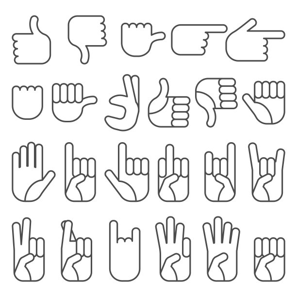 手在不同的解释，大纲图标图片下载