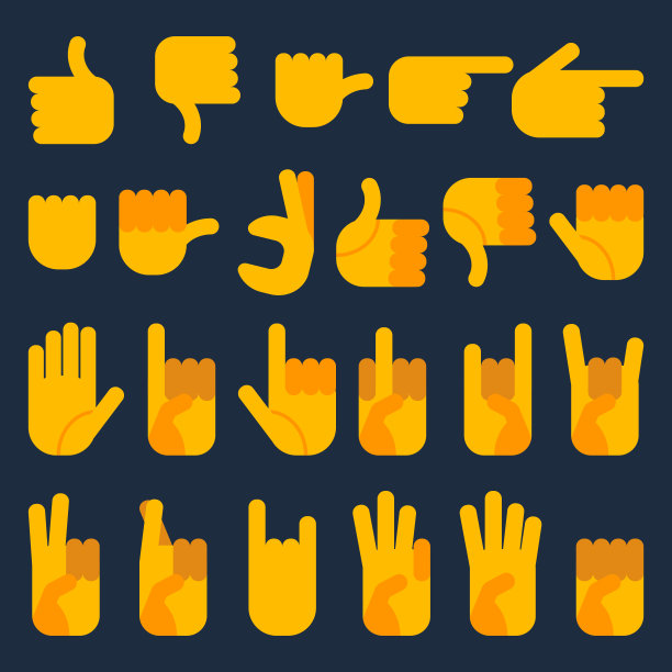 手在不同的诠释，彩色的图标图片下载