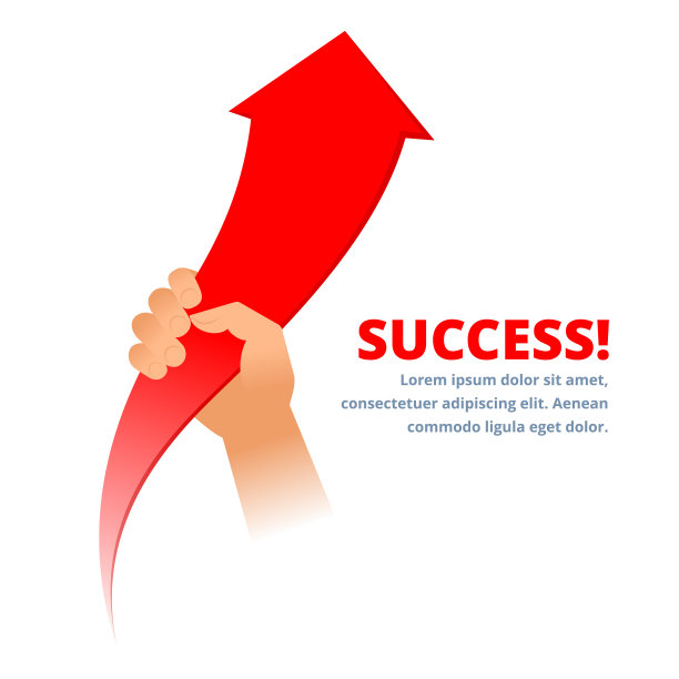 手持递增红色箭头的图形。企业提升扁平化理念。图片下载