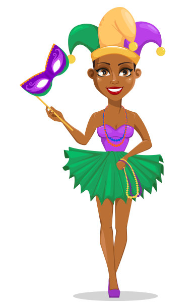 狂欢节上拿着面具的小丑图片下载