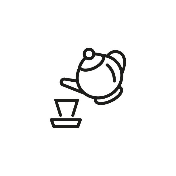 茶壶和杯子线图标图片下载