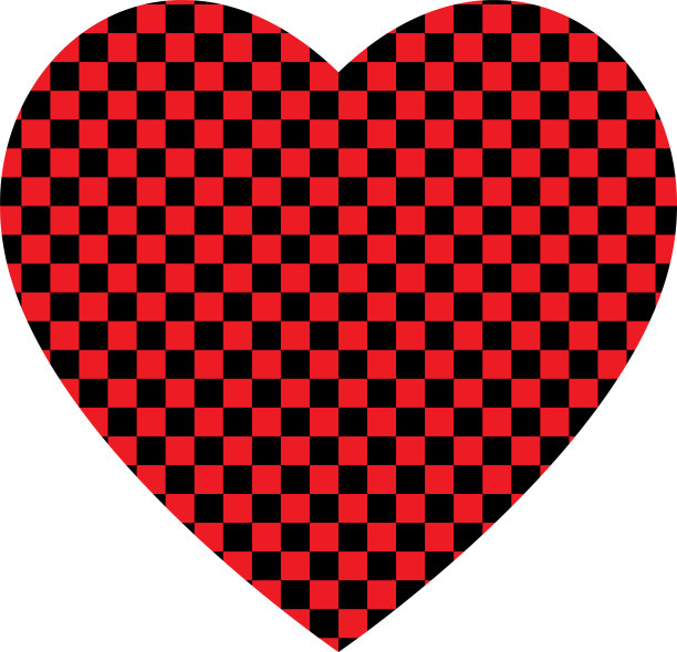 红黑棋盘心图片下载