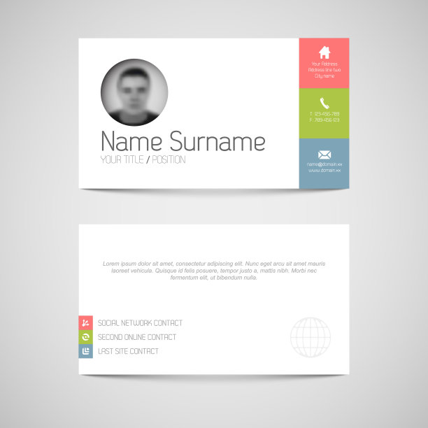 具有平面用户界面的现代名片模板图片下载