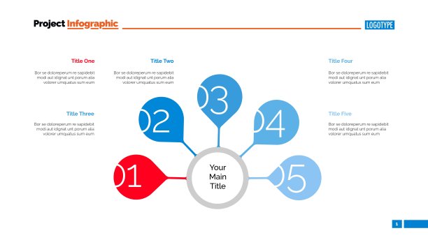五步策略幻灯片模板图片下载