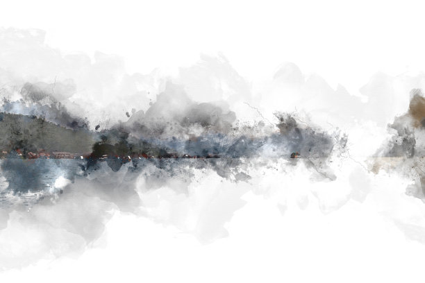 色彩斑斓的山峰以水彩画为背景。图片下载