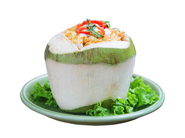 泰国椰子咖喱海鲜蒸。图片下载