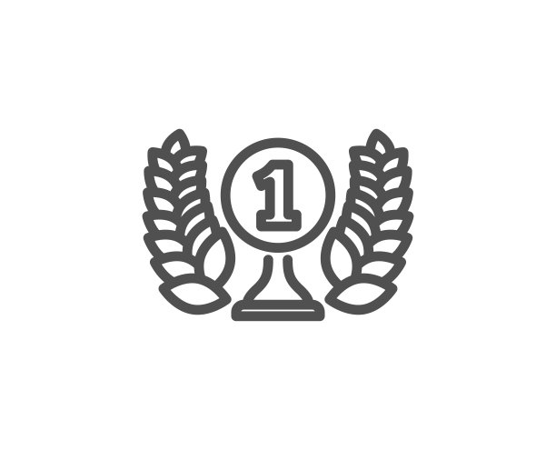 桂冠奖线条图标。获奖者奖品标志。图片下载