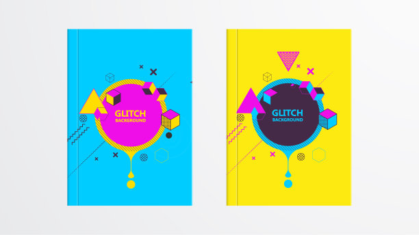 封面与抽象故障图形设计。彩色的背景。适用于横幅，海报，海报，传单。Eps10向量模板。图片下载