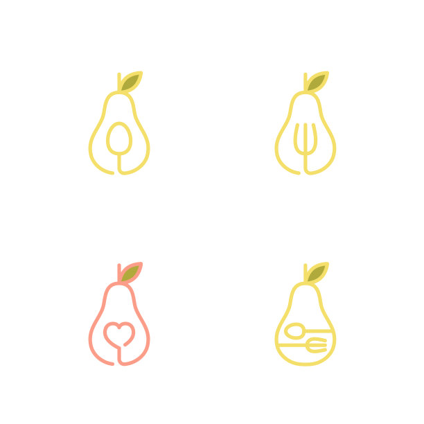 梨水果图标轮廓描边设置设计插图孤立在白色背景上，矢量eps10图片下载