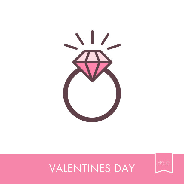 矢量平面婚戒与钻石图标图片下载