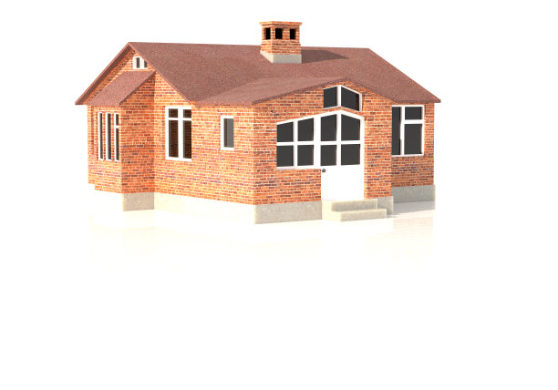 3D渲染彩色房子的角度和反射图片下载