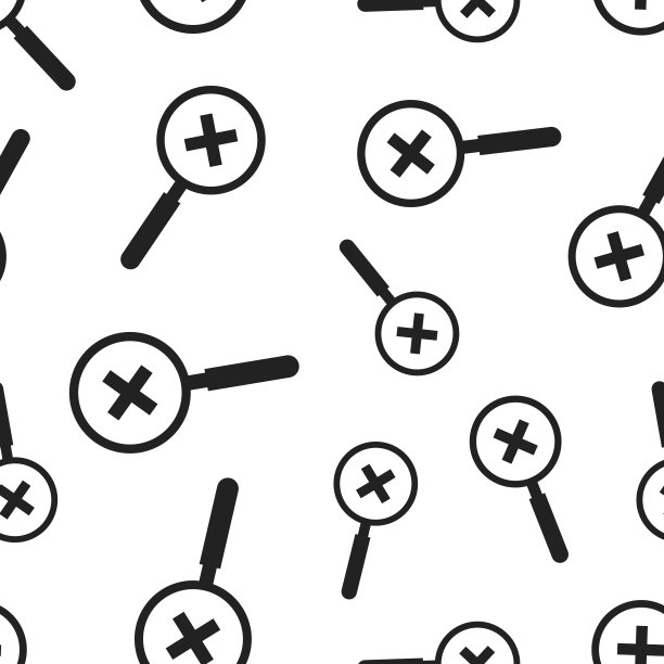 放大镜与加号无缝图案背景。商业平面矢量插图。放大镜搜索符号符号图案。图片下载