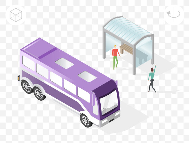 等距高品质城市元素45度阴影透明背景。公共汽车站图片下载