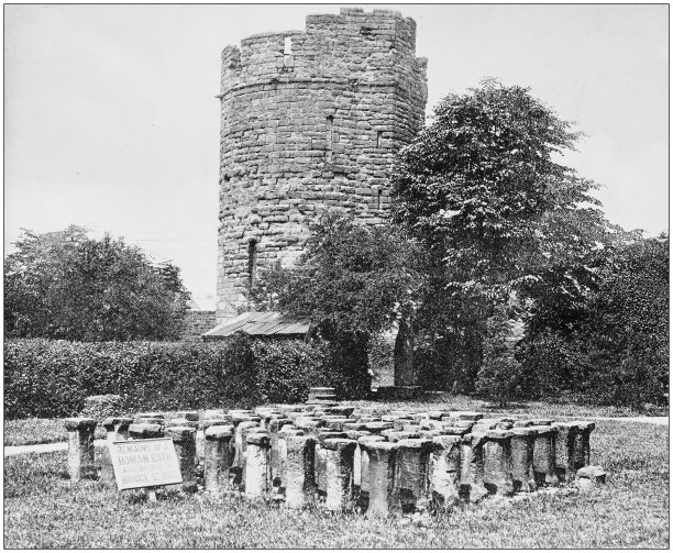 世界著名景点古董照片：英国切斯特水塔和罗马浴场遗址图片下载