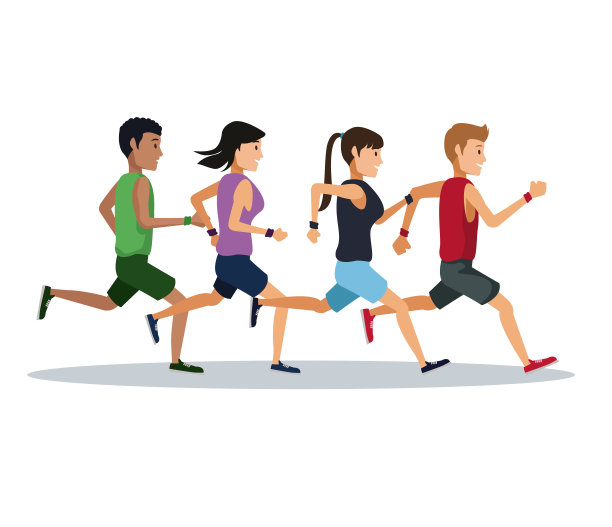 人们在白色背景上奔跑图片下载
