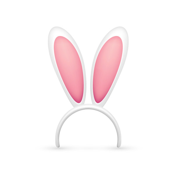 复活节兔子的耳朵。粉白色兔耳面膜。春天季节可爱的帽子。4月,3月的假期图片下载