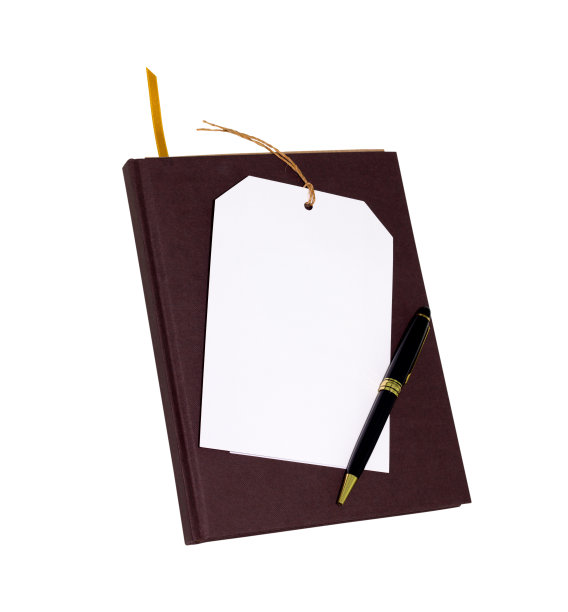 笔记纸和黑色钢笔在白色的背景图片下载