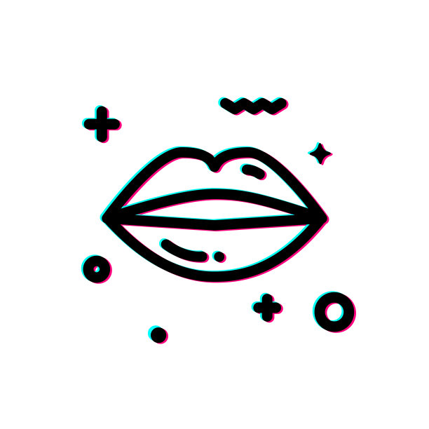 小故障的嘴唇亲吻图标图片下载