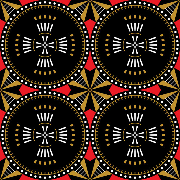 抽象各种几何形状的无缝图案。素材图片