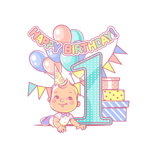 男孩的第一个生日。图片下载