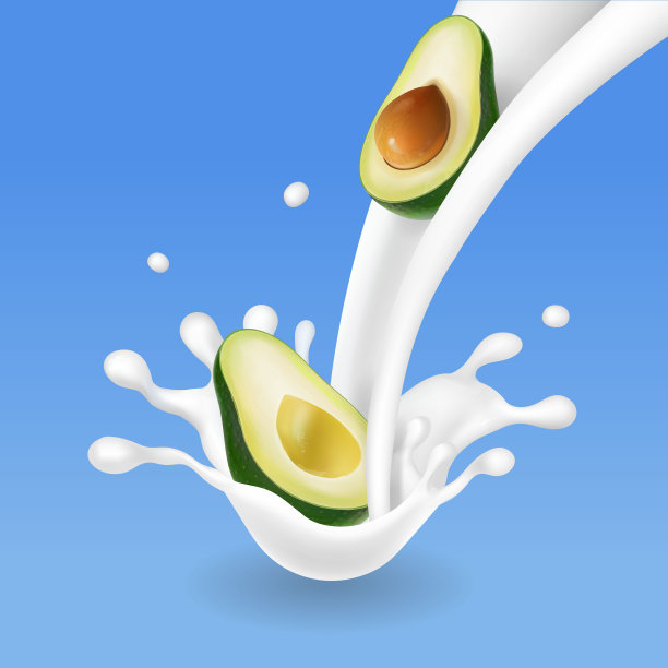 牛奶中的牛油果。新鲜倒奶昔图片下载
