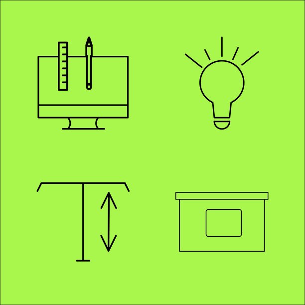 设计元素简单线性轮廓向量图标集。图片下载