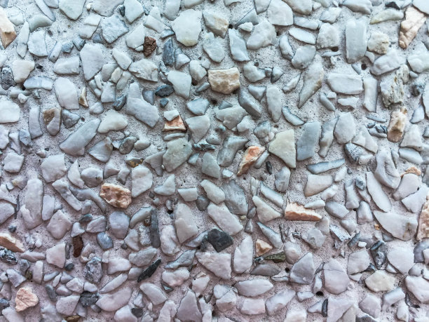 特写:墙上的白色小石头图片下载