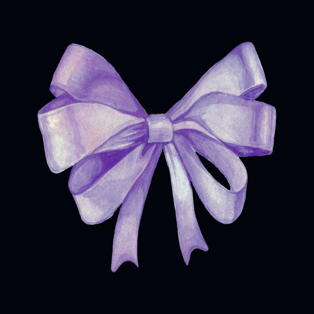 缎带蝴蝶结。水彩图像的一个打结的弓。图片下载