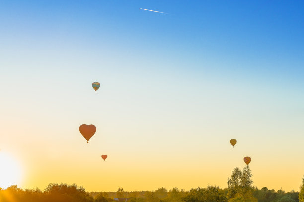 舞台日落，夏日日落气球图片下载