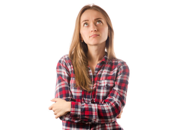 穿衬衫的女人记得思考图片下载