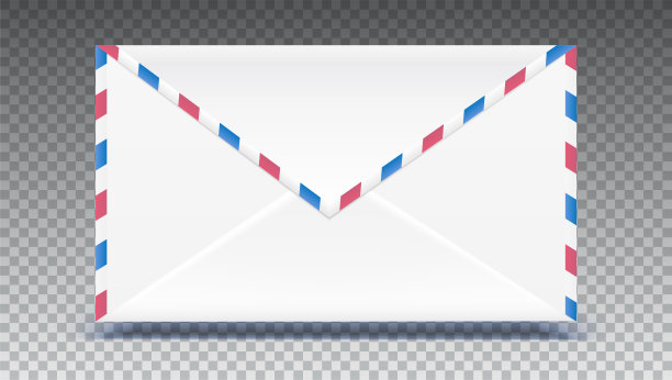 复古的邮件信封。形状与纹理效果隔离在透明的背景。矢量3D插图，准备打印图片下载