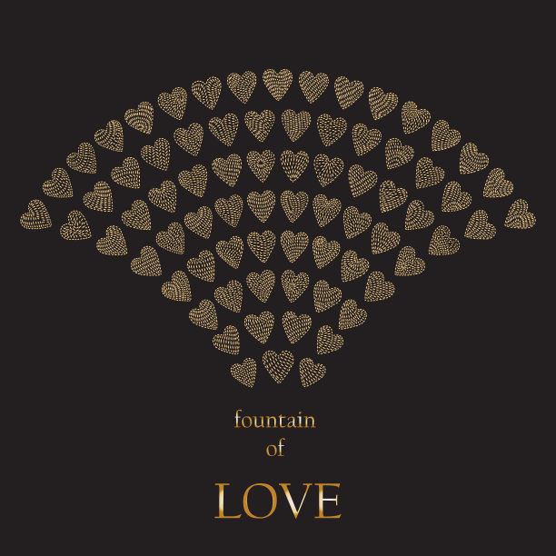 向量抽象，喷泉，心脏，花环，几何扇，，闪烁，金色，情人节，刺绣，波，针，黑色，青铜绘制，，节日，华丽，纹理，花哨的边框，，时尚的背景，金属，几何，室内装饰，图片下载