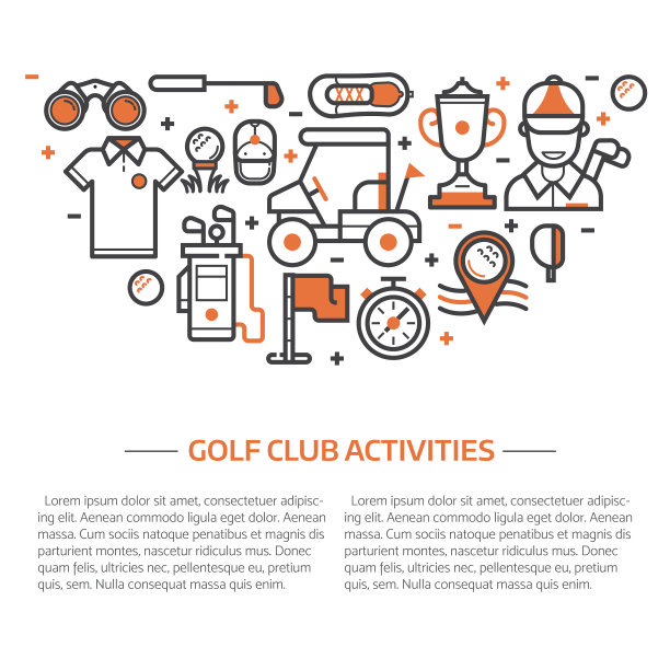 高尔夫球杆横幅或标题模板图片下载