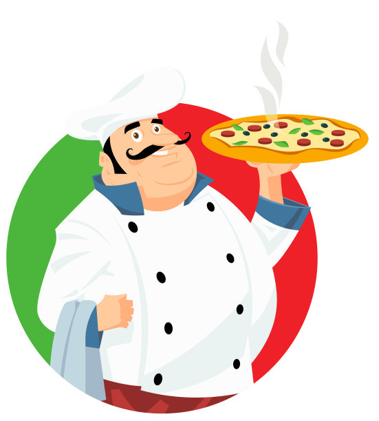 厨师厨师矢量披萨图片下载