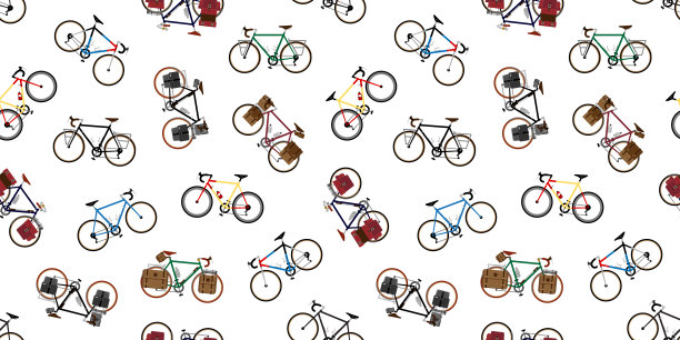 自行车无缝图案矢量循环孤立复古墙纸图片下载