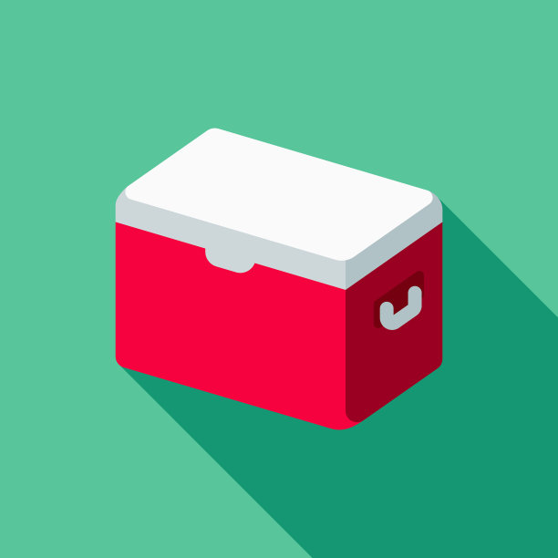 冷却器平面设计烧烤图标与侧影图片下载