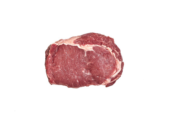 新鲜生牛排孤立在白色背景，俯视图图片下载