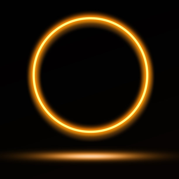 金色的霓虹环，反射出金色的光芒图片下载